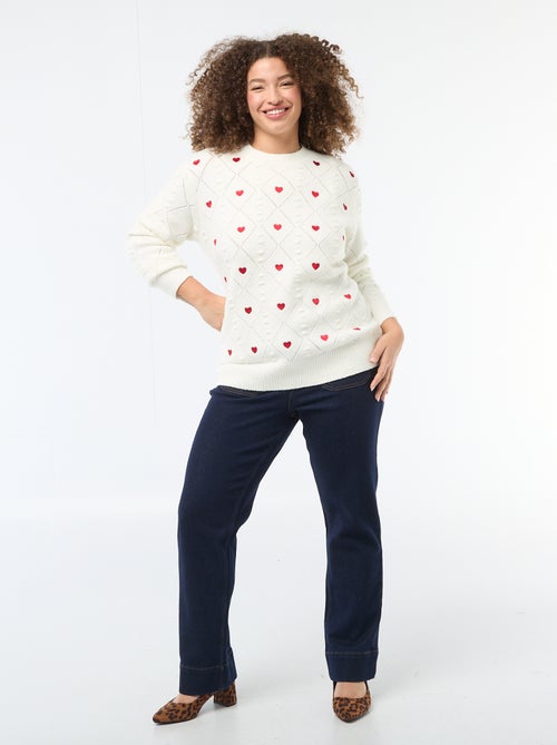 Grober Strickpullover mit 'Herz'-Motiv - Kiabi