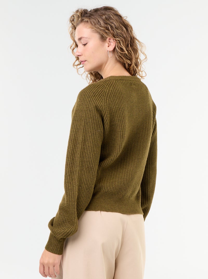 Grobstick-Cardigan Kaki - Kiabi