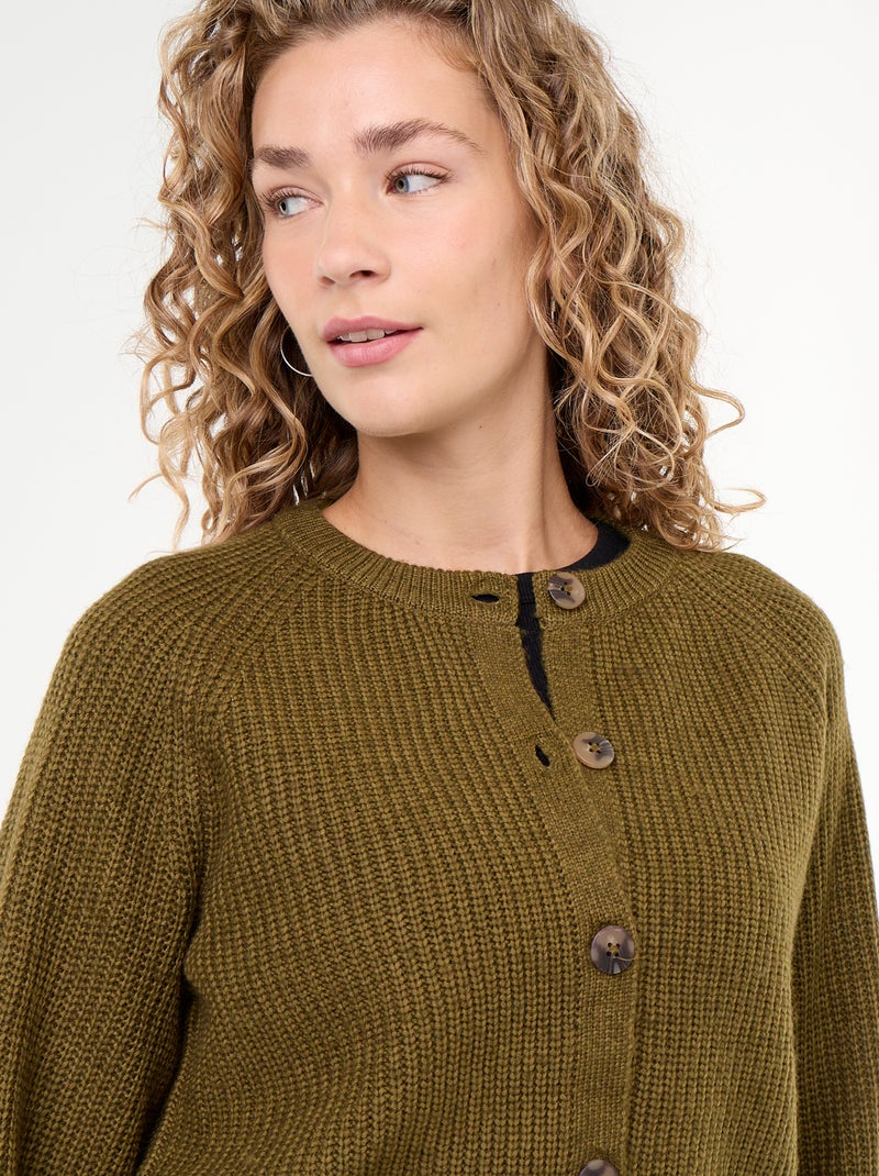 Grobstick-Cardigan Kaki - Kiabi