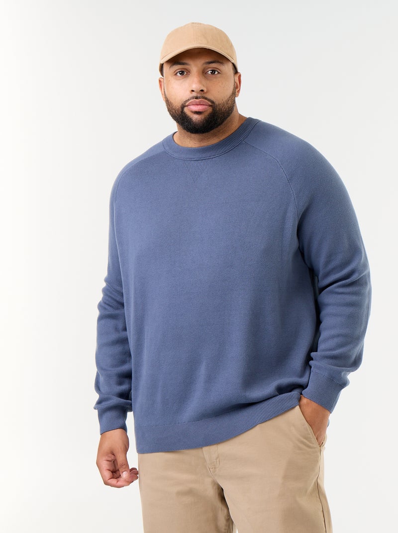 Grobstrick-Pullover mit Rundhalsausschnitt Bleu - Kiabi