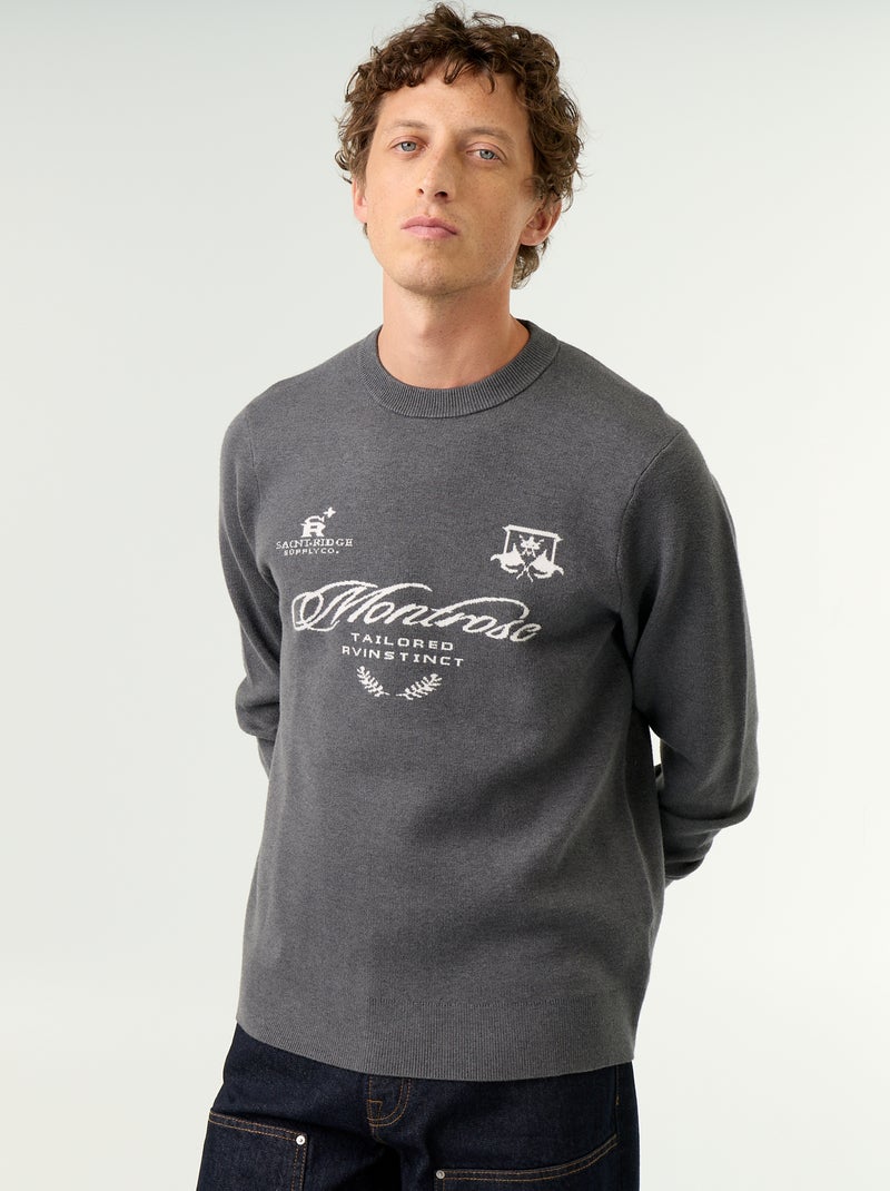 Grobstrick-Pullover mit Rundhalsausschnitt Grau - Kiabi