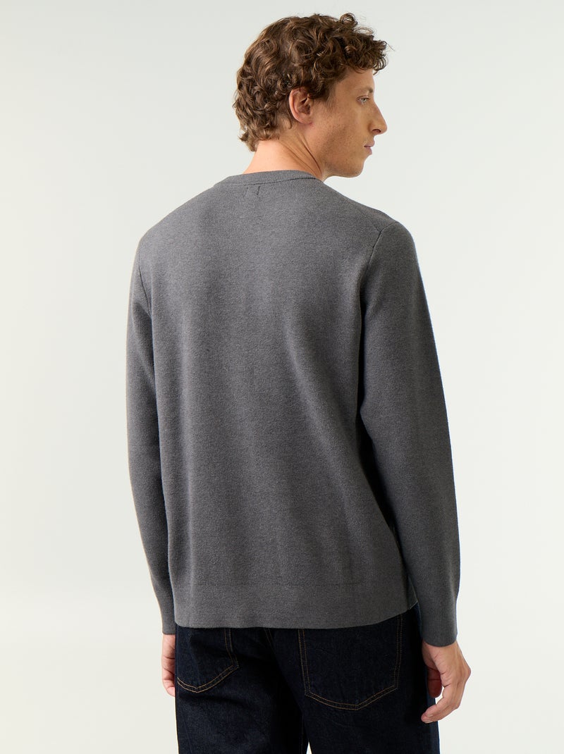 Grobstrick-Pullover mit Rundhalsausschnitt Grau - Kiabi