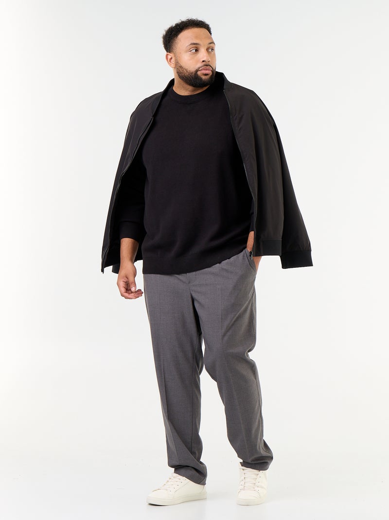 Grobstrick-Pullover mit Rundhalsausschnitt Noir - Kiabi
