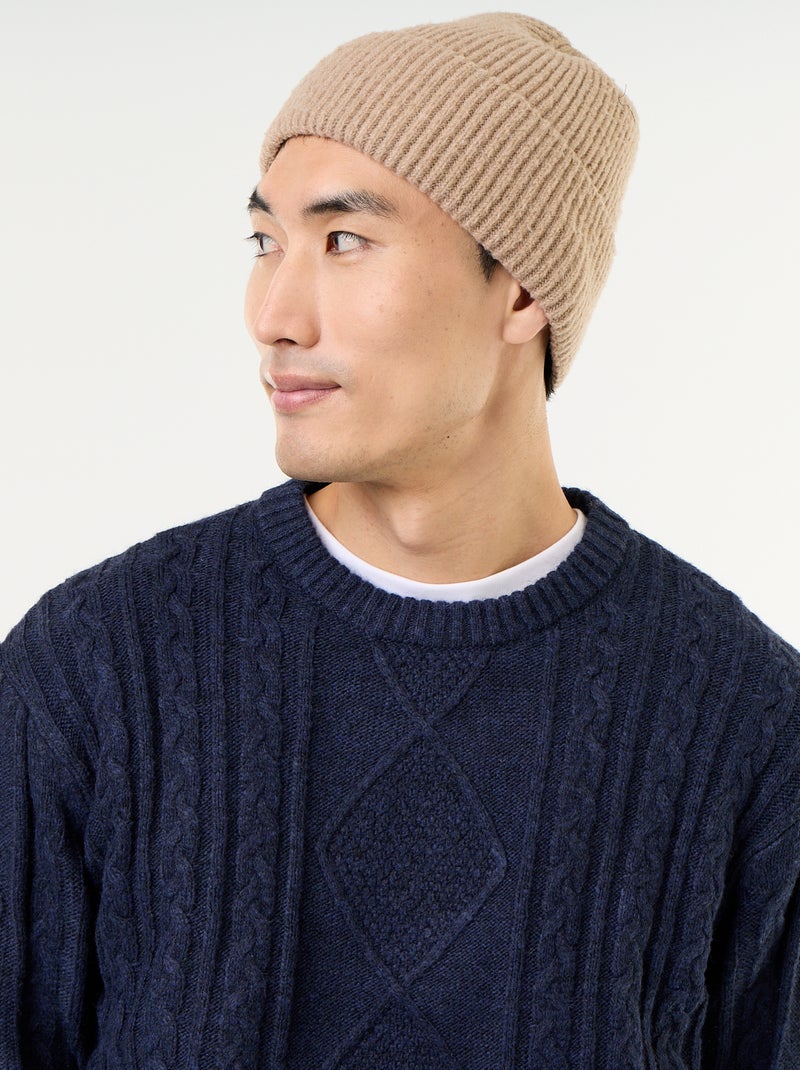 Grobstrick-Pullover mit Zopfmuster Blau - Kiabi