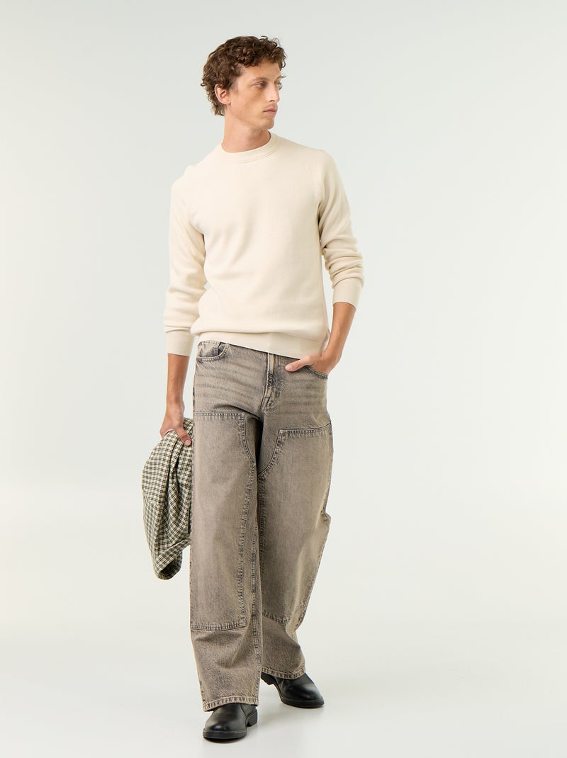 Grobstrickpullover Blanc - Kiabi