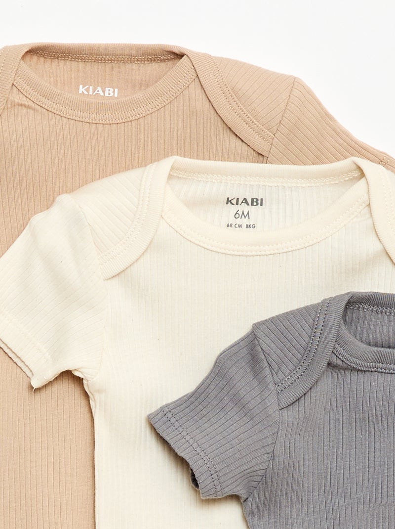Grow-with-Me Knit Bodysuits - 3-Pack Beige - Kiabi