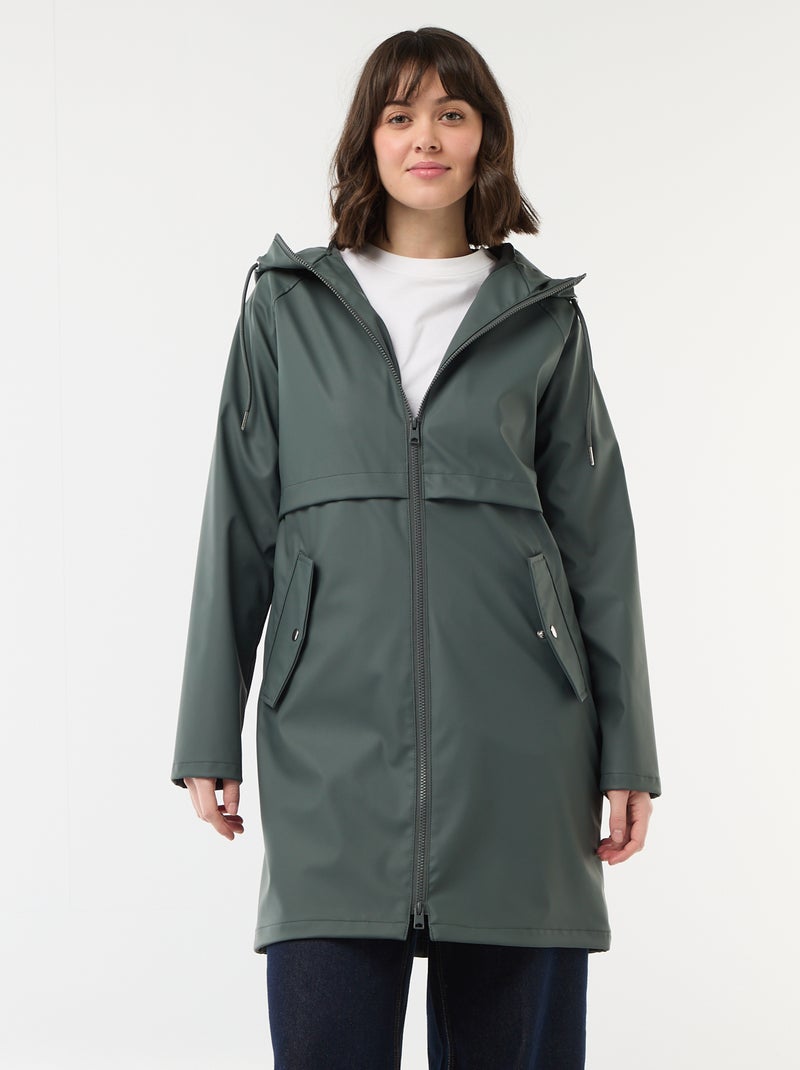 Gummierte Kapuzenparka Khaki - Kiabi