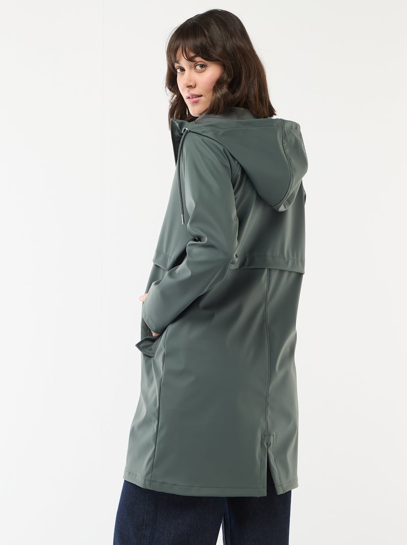 Gummierte Kapuzenparka Khaki - Kiabi