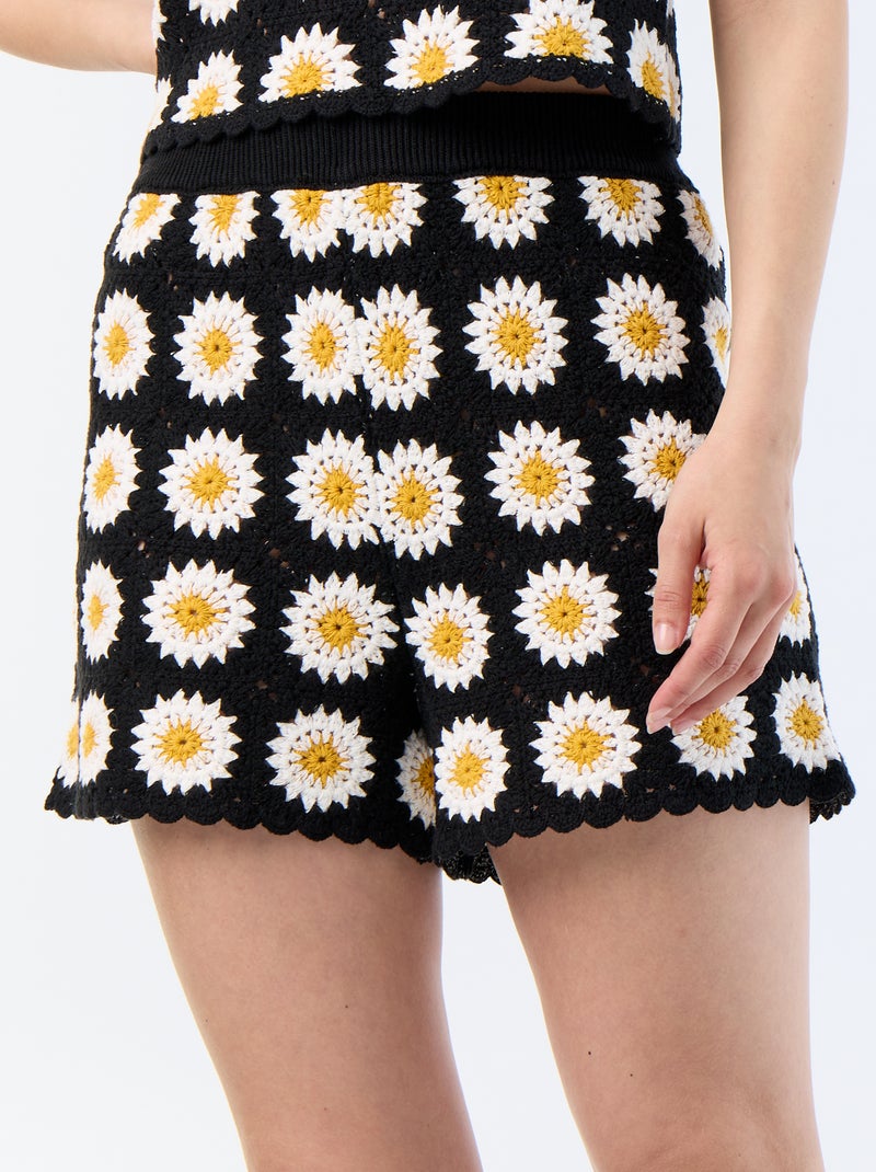 Häkel-Shorts Schwarz - Kiabi