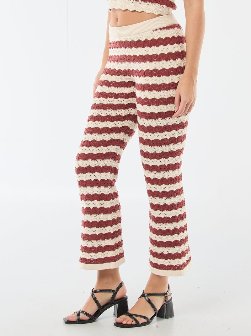 Häkelhose mit ausgestelltem Bein Beige/braun - Kiabi