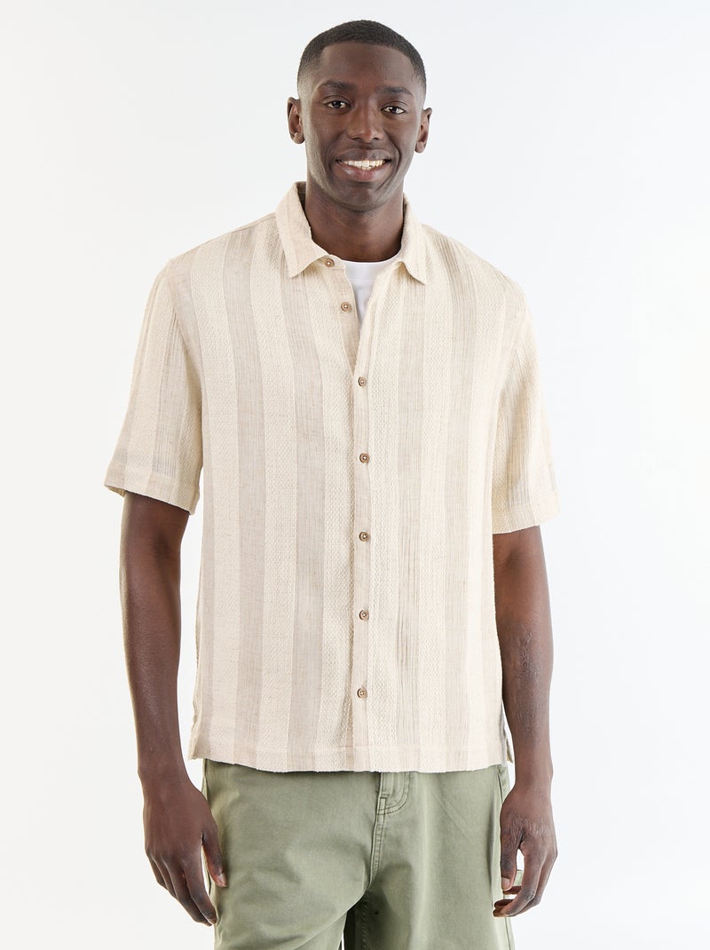 Häkelstrick-Kurzarmhemd Beige - Kiabi