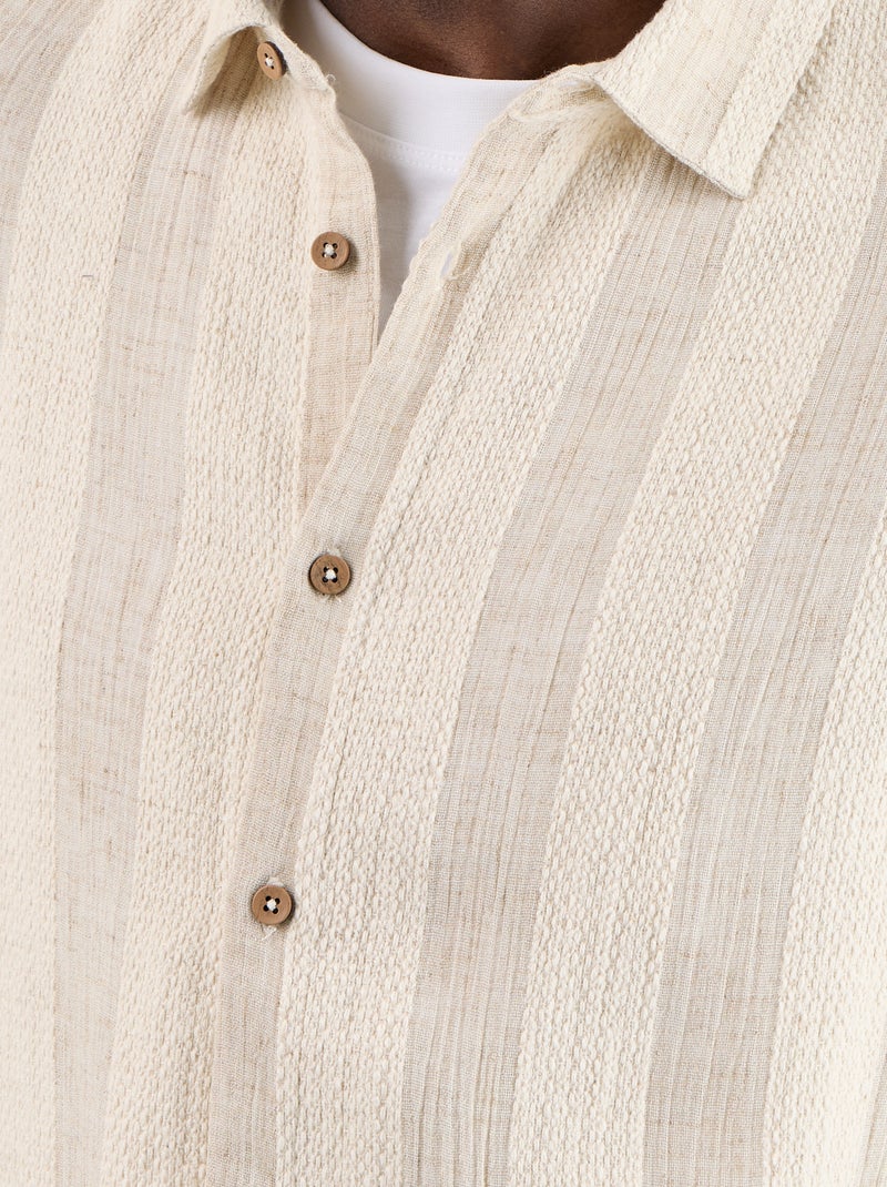 Häkelstrick-Kurzarmhemd Beige - Kiabi