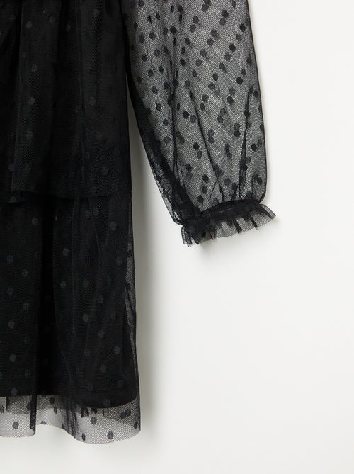 Halloween-Kleid mit langen Ärmeln, Tupfenmuster und Stehkragen - Kiabi
