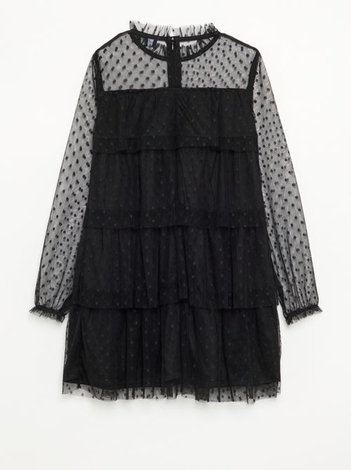 Halloween-Kleid mit langen Ärmeln, Tupfenmuster und Stehkragen - Kiabi