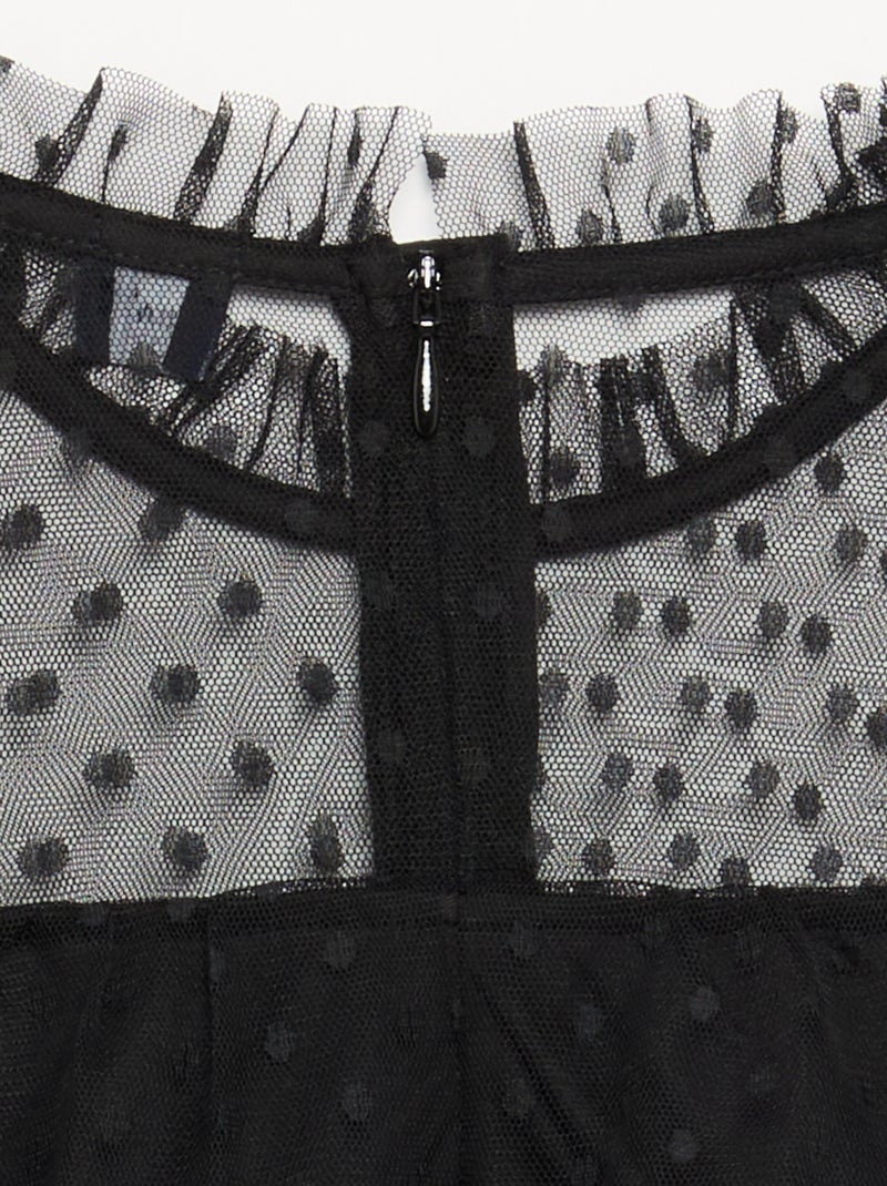 "Halloween" Long-Sleeved Tulle Dress with High Neck Black - Kiabi