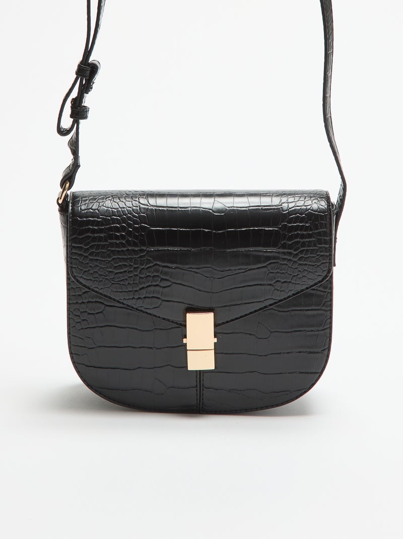 Handtasche in Kroko-Optik aus Kunstleder Noir - Kiabi