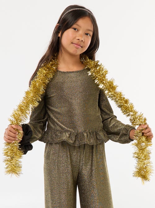 Haut brillant en maille bisous volantée - Kiabi