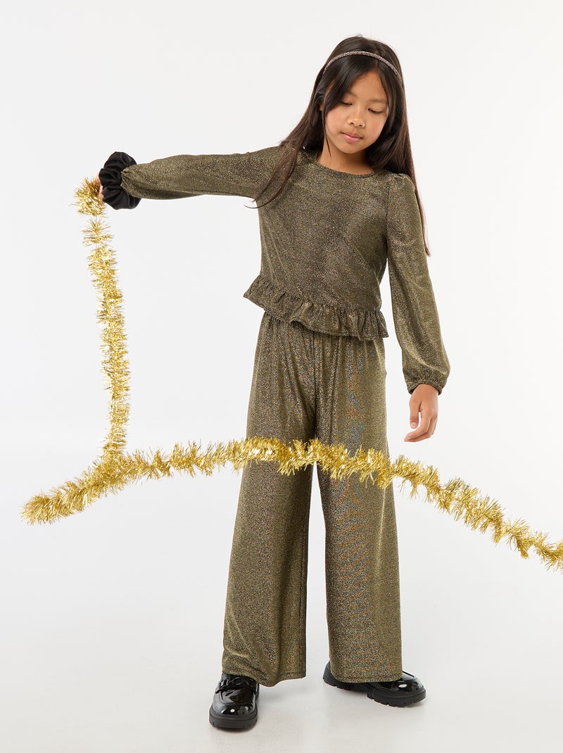 Haut brillant en maille bisous volantée Jaune - Kiabi