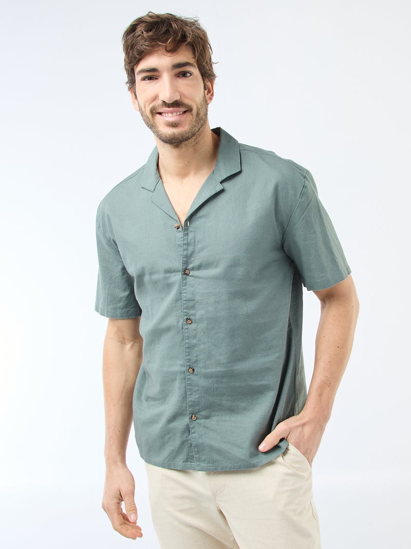 Hemd aus Leinenmischung Khaki - Kiabi