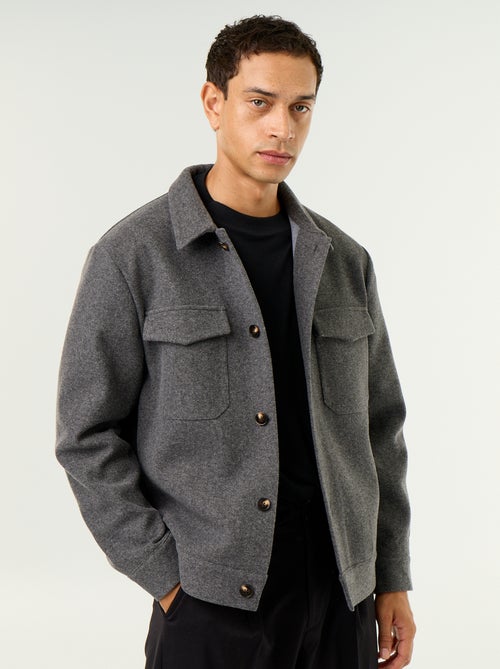 Hemdjacke in Woll-Optik mit Brusttaschen - Kiabi