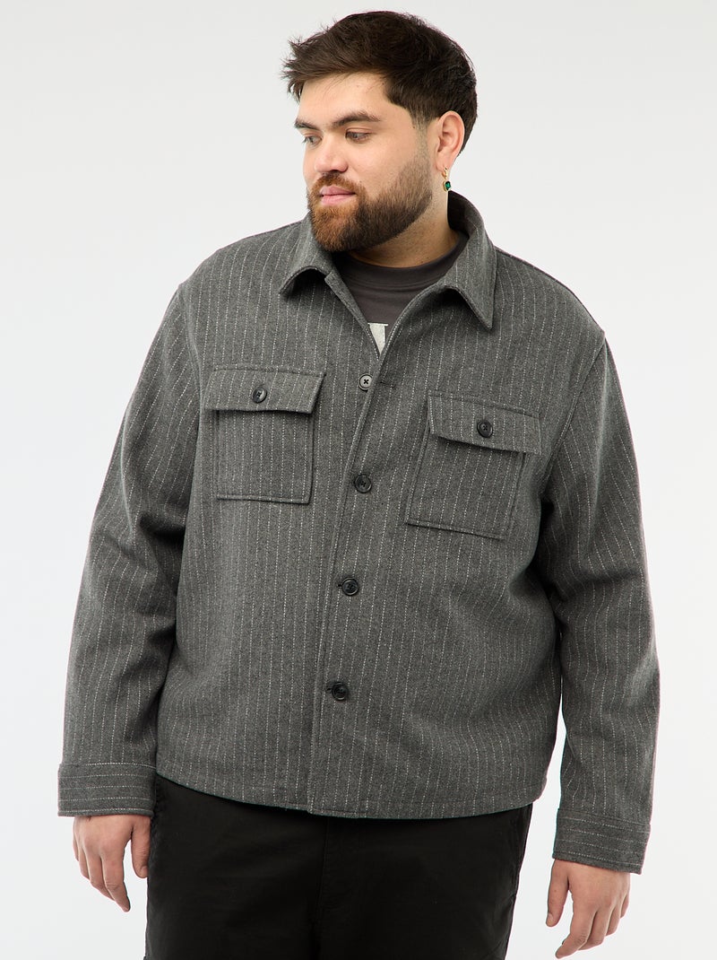 Hemdjacke mit Knopfverschluss und Pattentaschen Grau - Kiabi