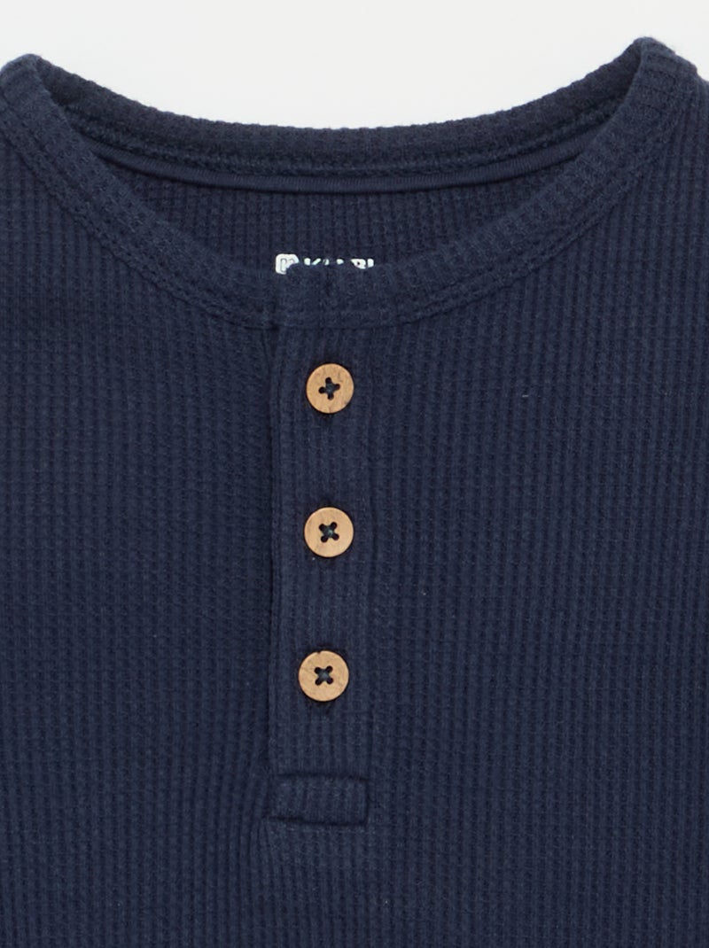 Henley Neck T-shirt Blue - Kiabi