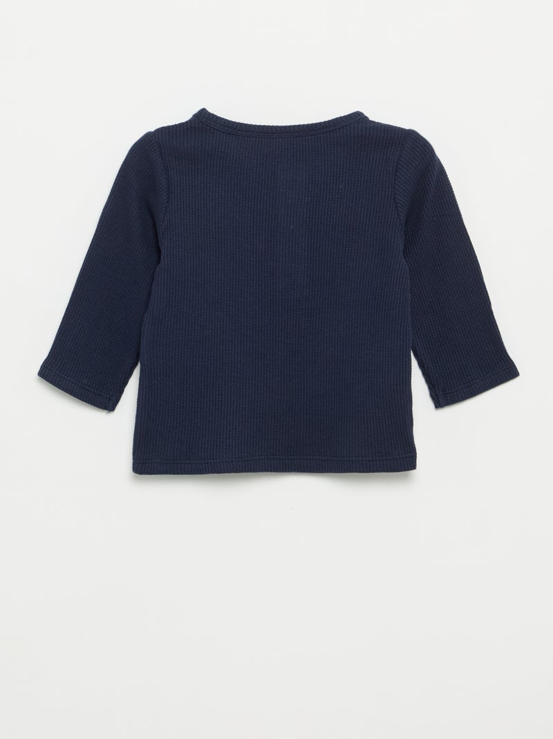Henley Neck T-shirt Blue - Kiabi