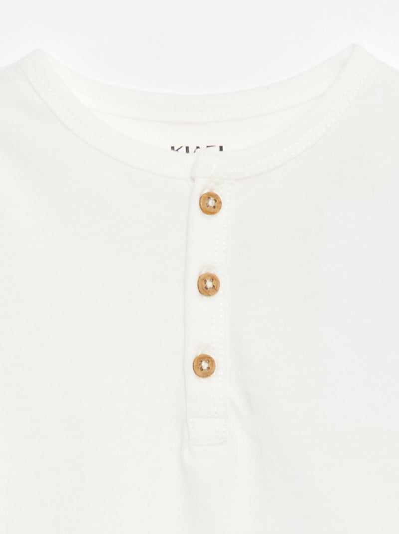 Henley-T-Shirt Weiß - Kiabi