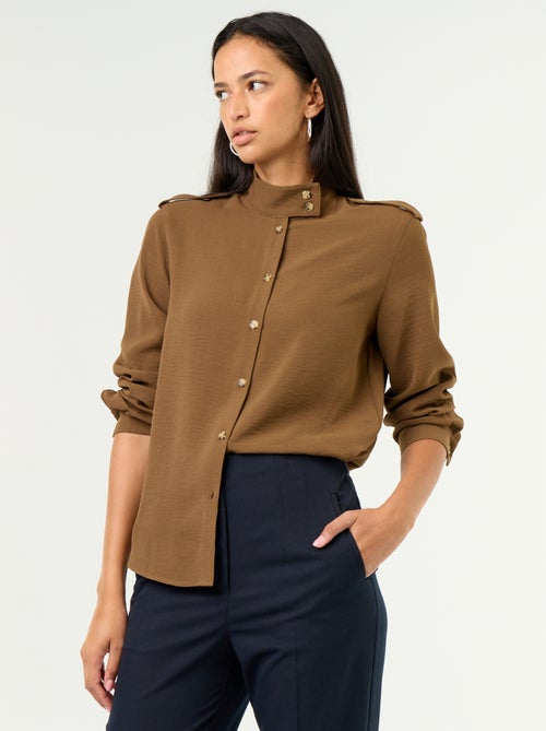 High-Neck Blouse with Shoulder Panels - Kiabi