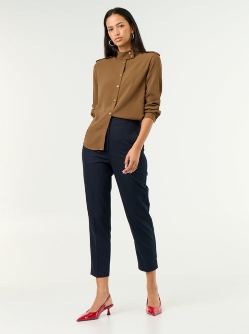High-Neck Blouse with Shoulder Panels - Kiabi