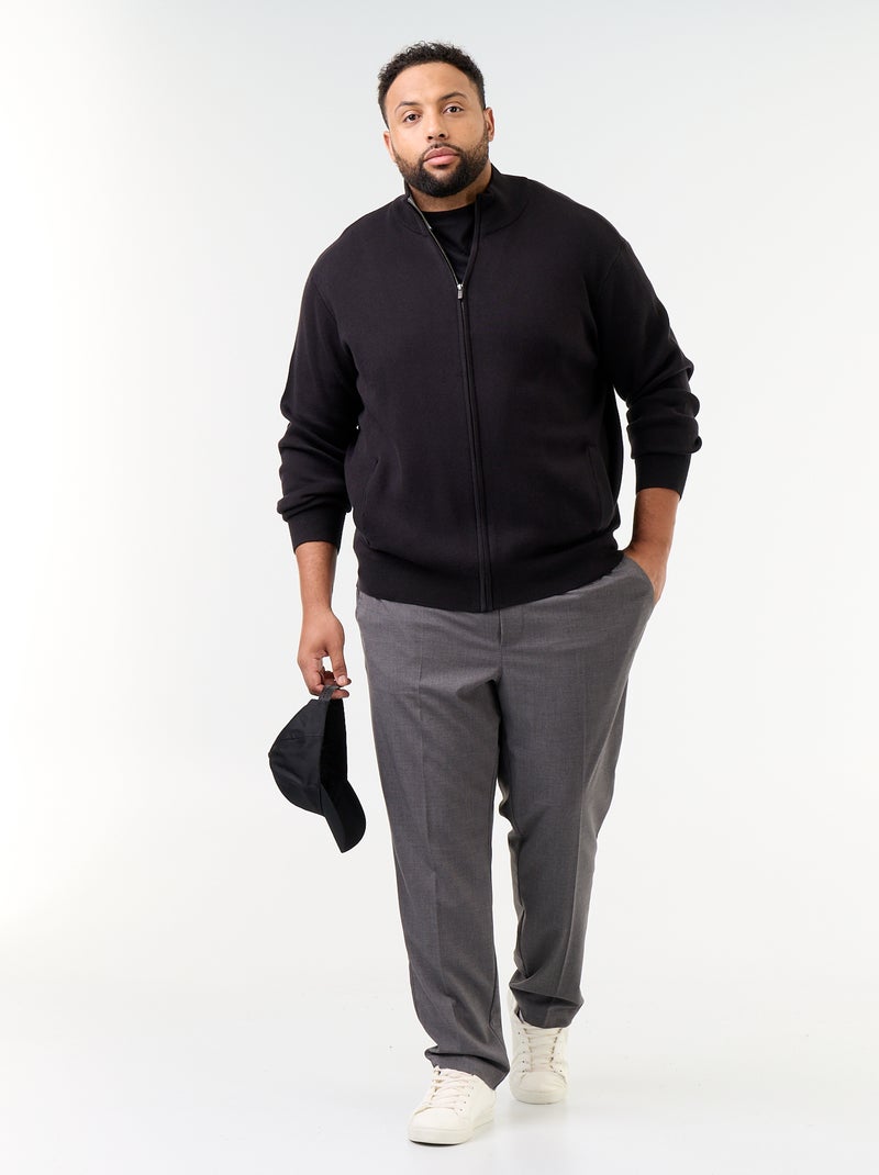 High-Neck Zip-Up Cardigan Black - Kiabi