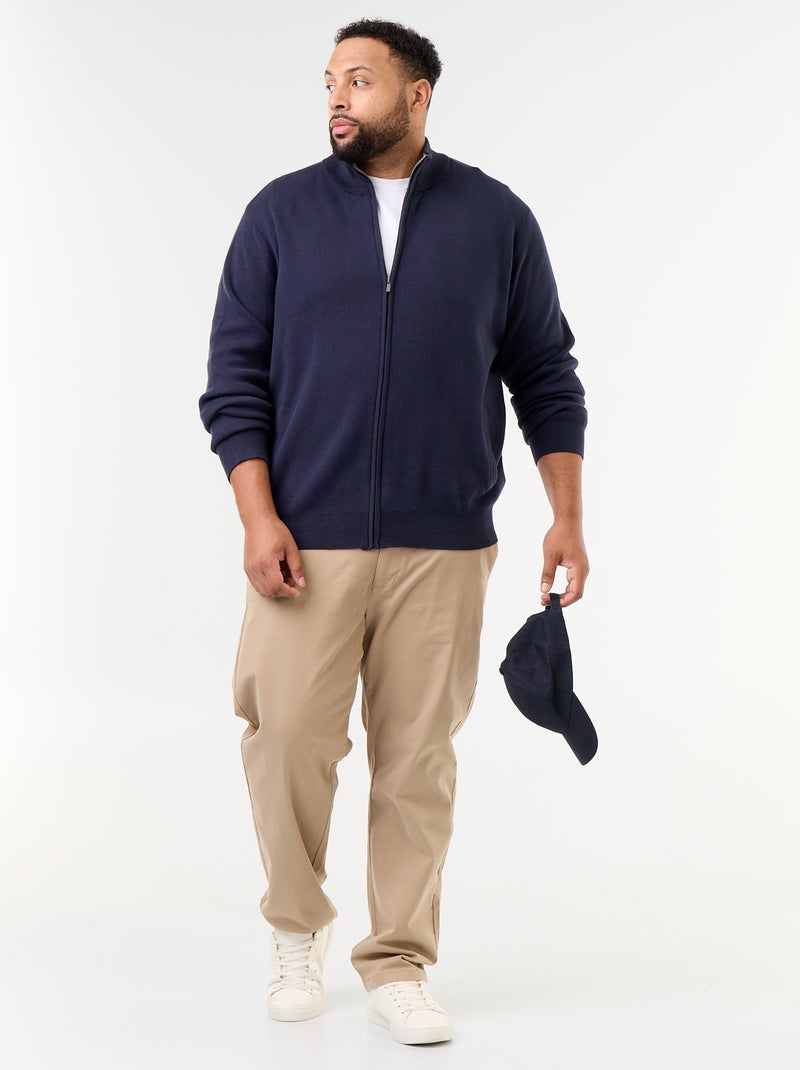 High-Neck Zip-Up Cardigan Blue - Kiabi