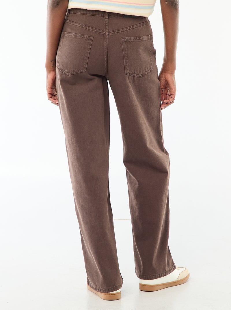 High-rise wide-leg jeans Brown - Kiabi