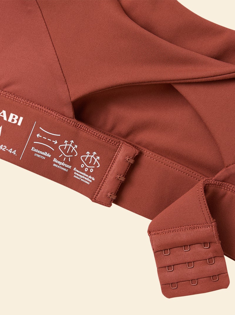 High-Support Twist-Back Sports Bra Brown - Kiabi