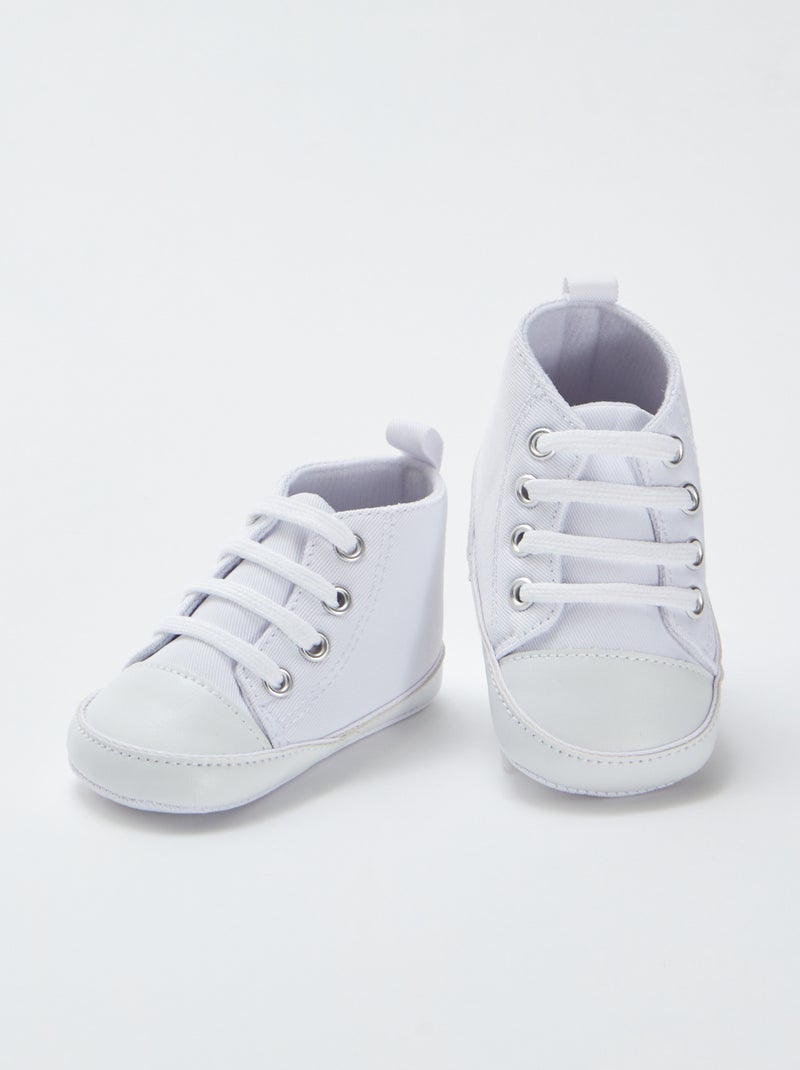 High-top canvas sneakers White - Kiabi
