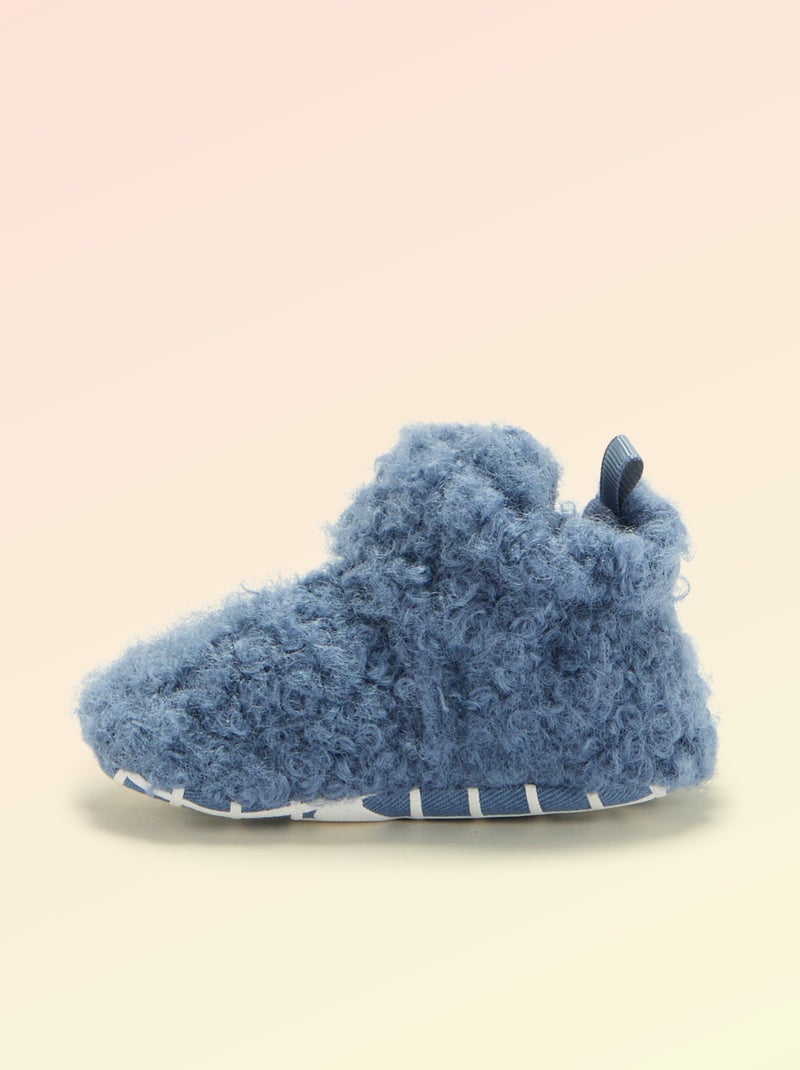 High-top sheepskin-effect slippers - 'Kitchoun' Blue - Kiabi