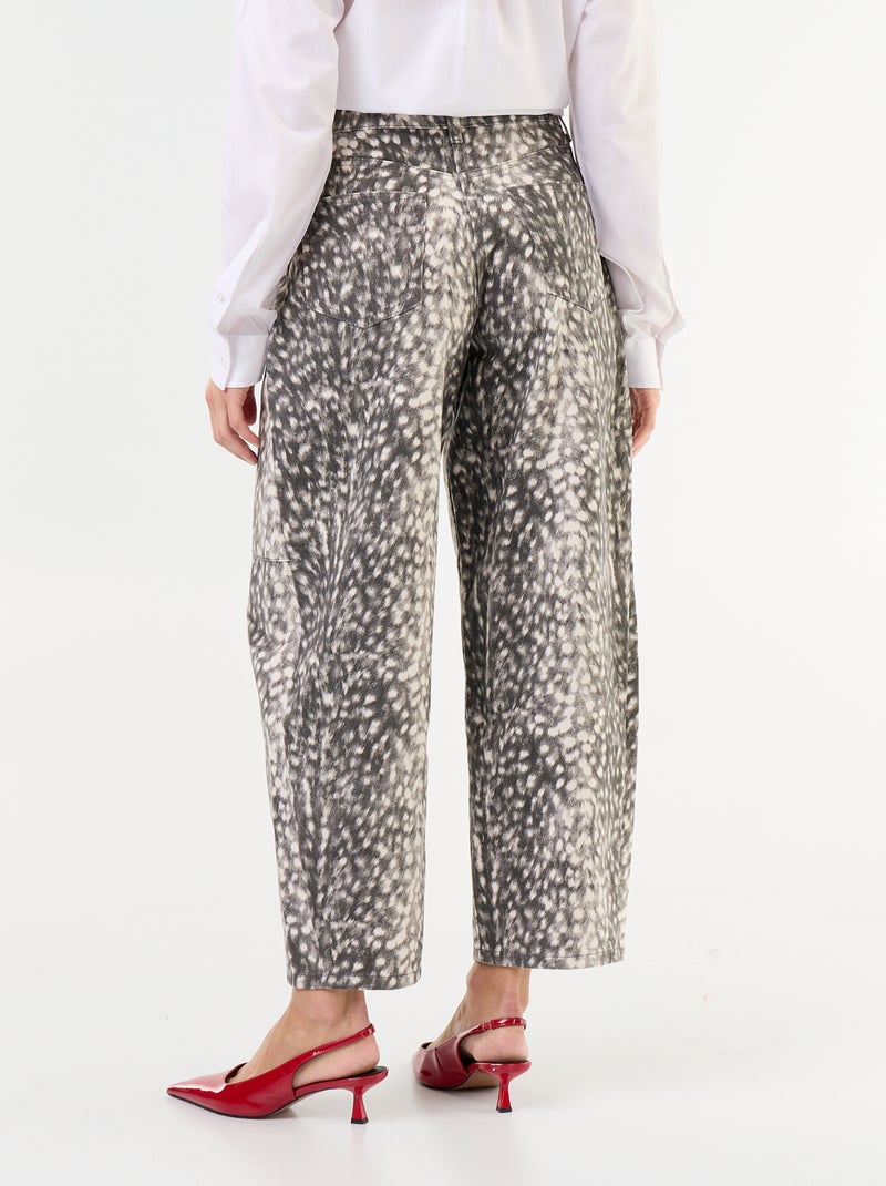 High-Waist Denimhose im Ballon-Schnitt mit Muster Gris - Kiabi