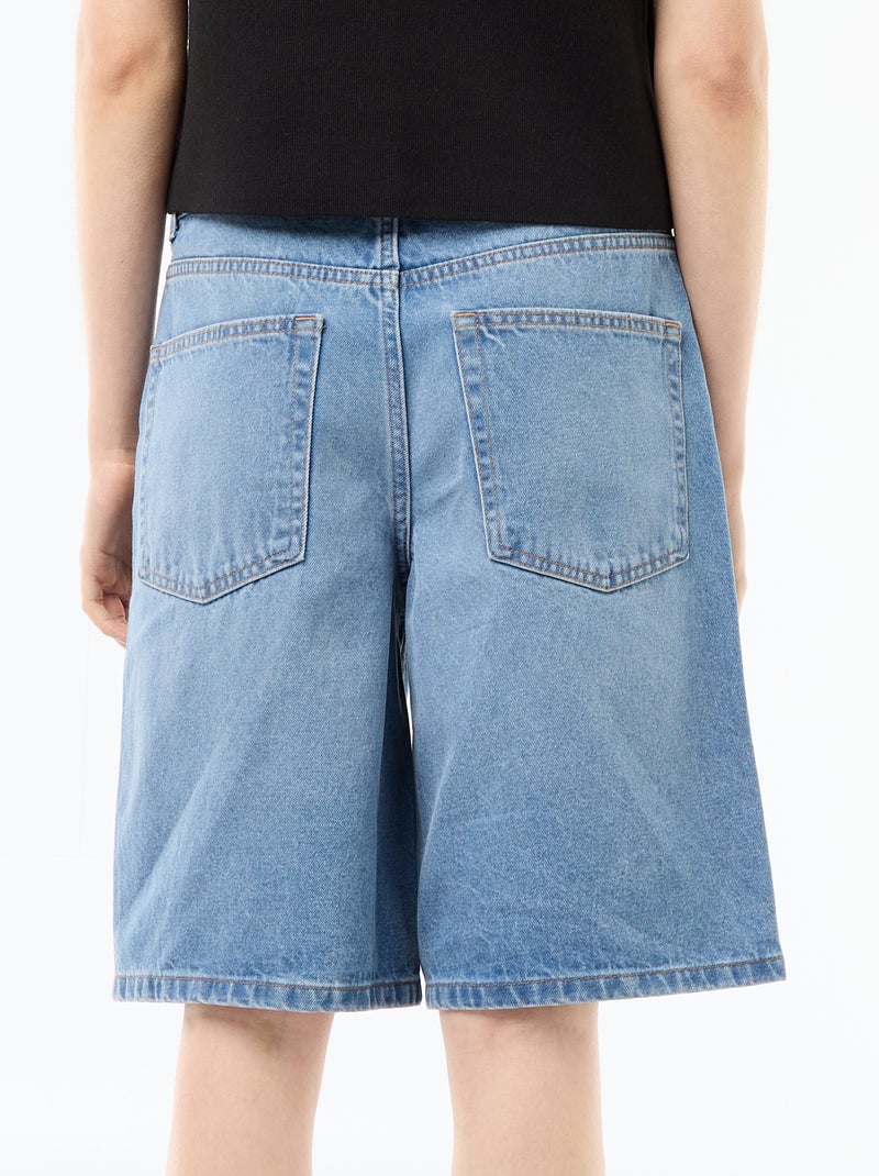 High-Waist Jeans-Bermuda Blau - Kiabi