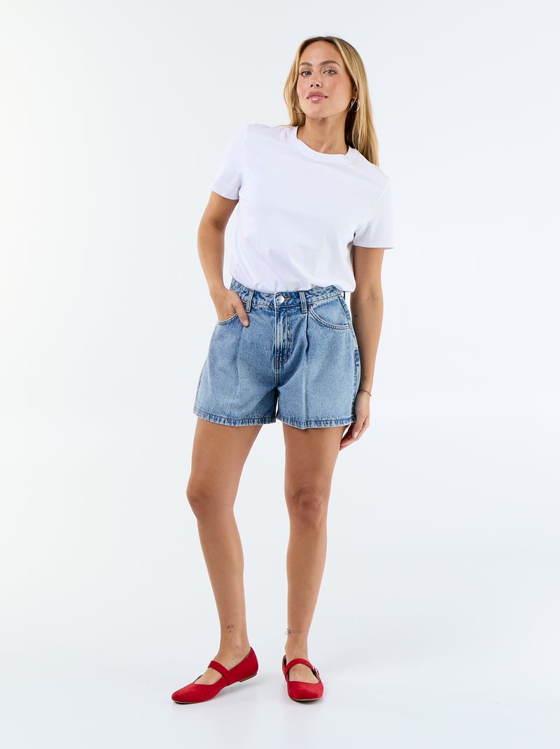 High-Waist Jeans-Bermuda Blau - Kiabi