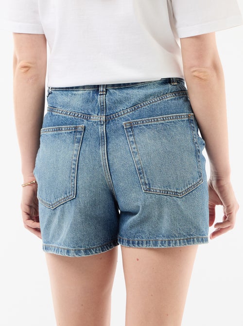 High-Waist Jeans-Short mit Bindegürtel - Kiabi