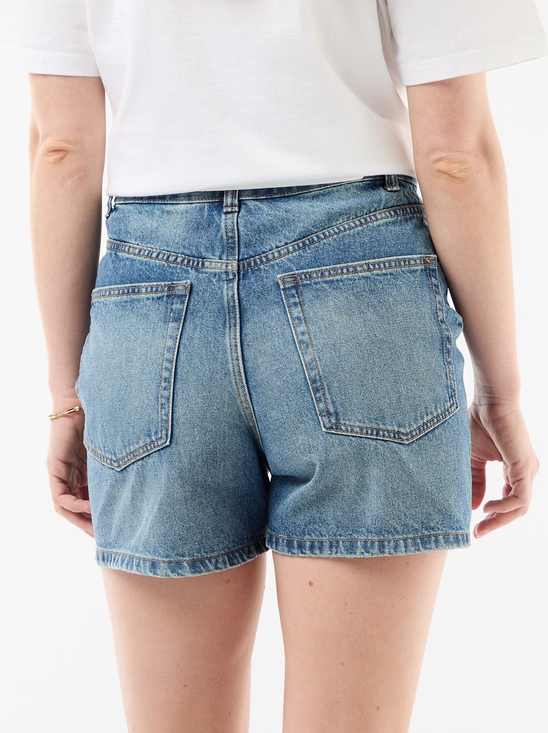 High-Waist Jeans-Short mit Bindegürtel Blau - Kiabi