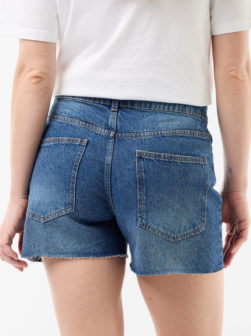 High-Waist Jeans-Shorts Blau - Kiabi