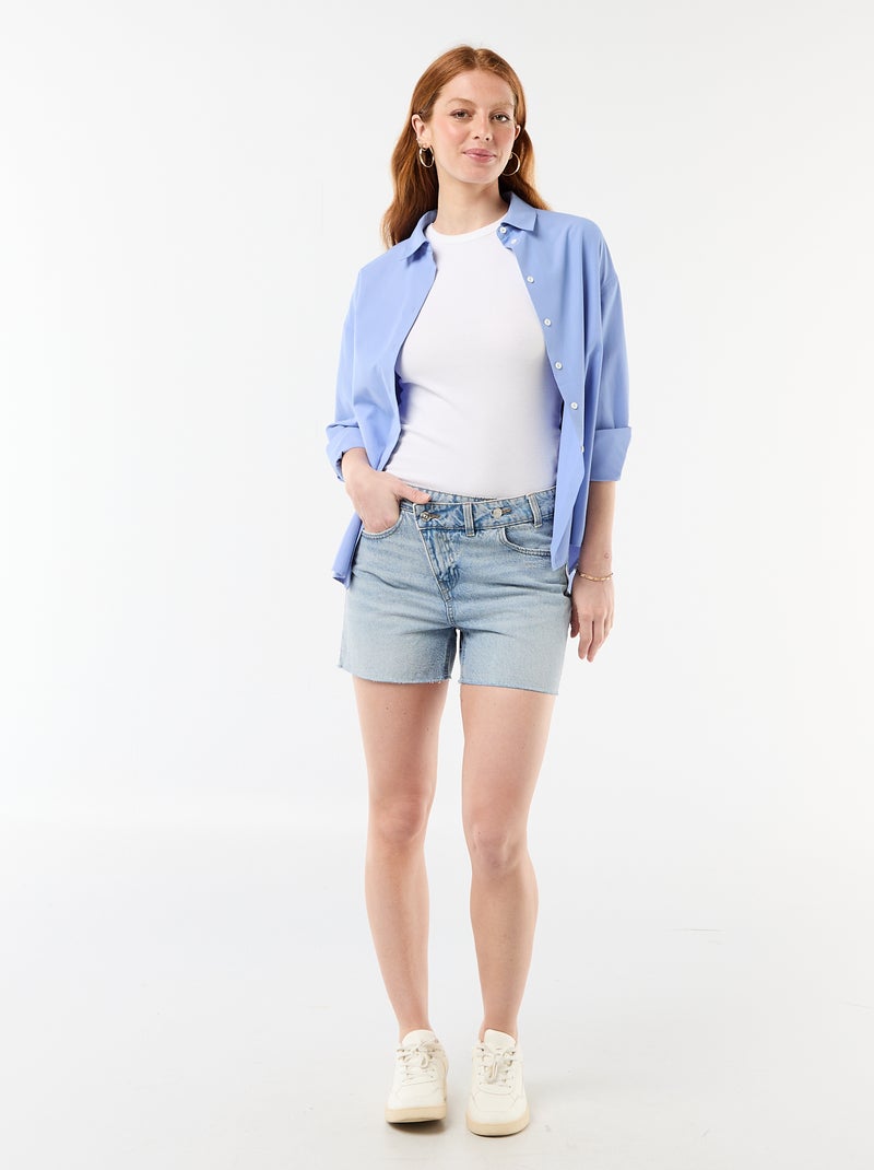 High-Waist Jeans-Shorts Blau - Kiabi