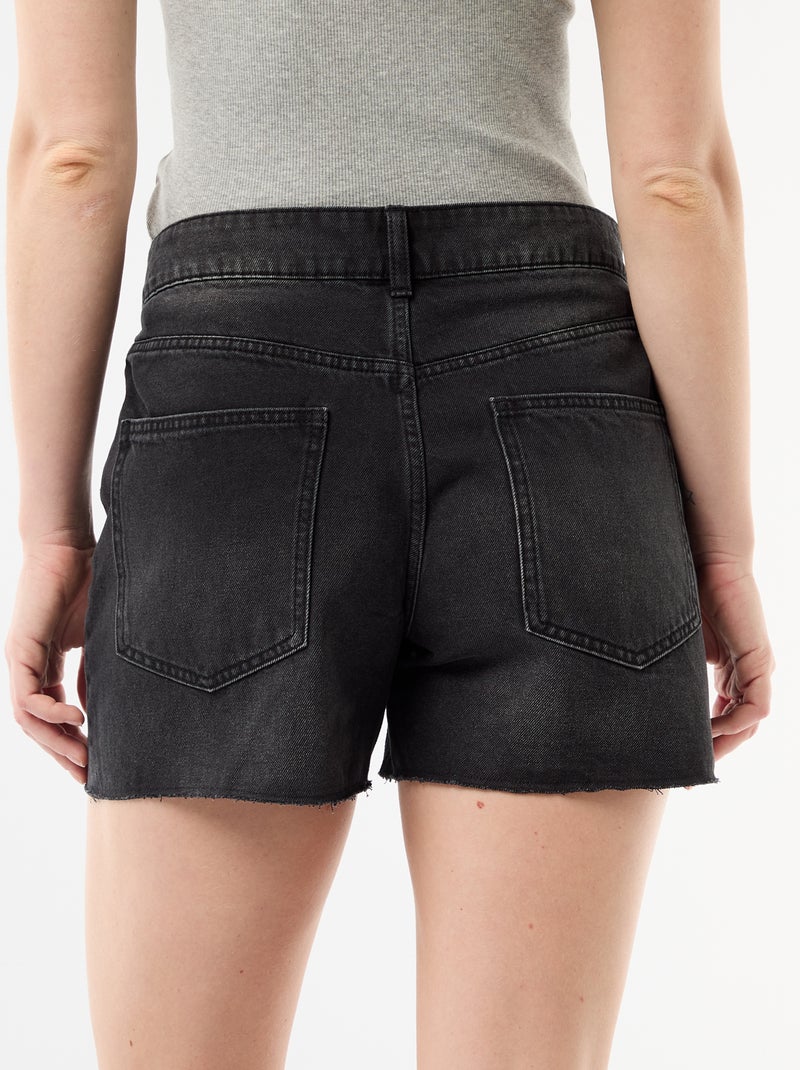 High-Waist Jeans-Shorts Schwarz - Kiabi