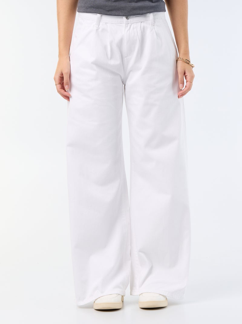 High Waist Palazzo Jeans mit weitem Schnitt Weiß - Kiabi