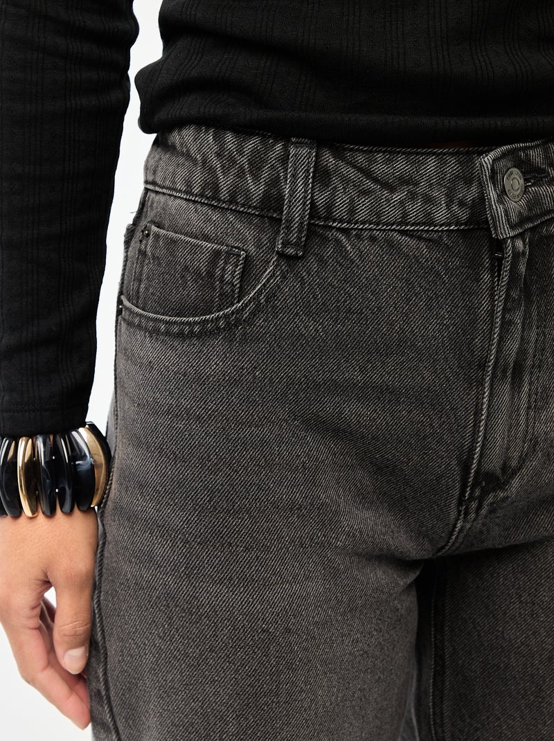 High-Waist Straight Fit Jeans - L32 Schwarz - Kiabi