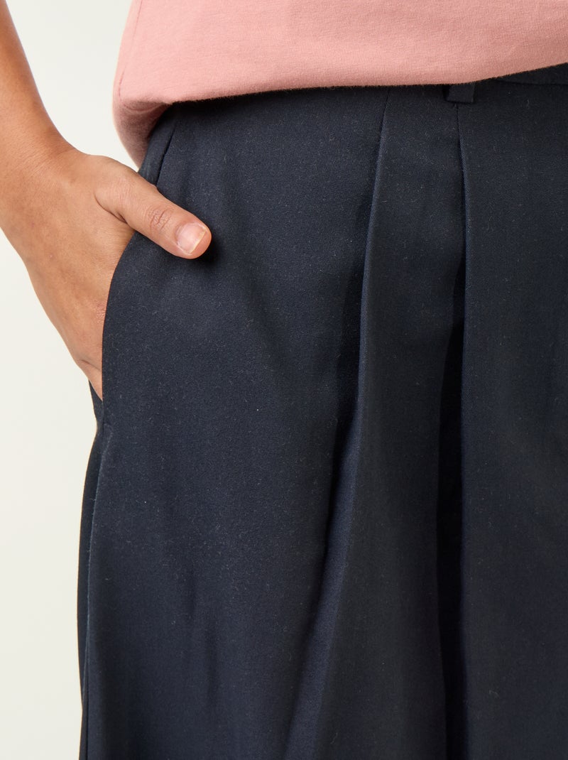 High-Waist Weite Hose Bleu - Kiabi