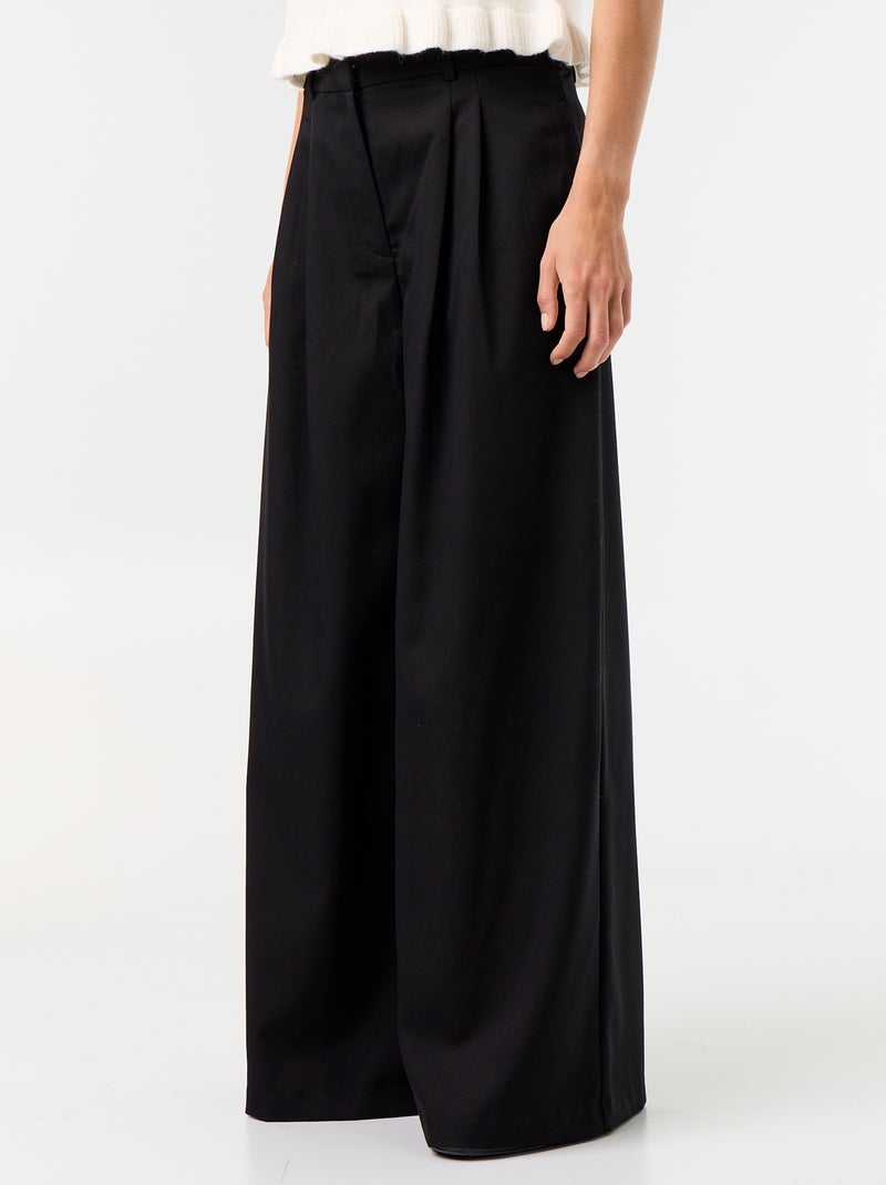 High-Waist Weite Hose Schwarz - Kiabi