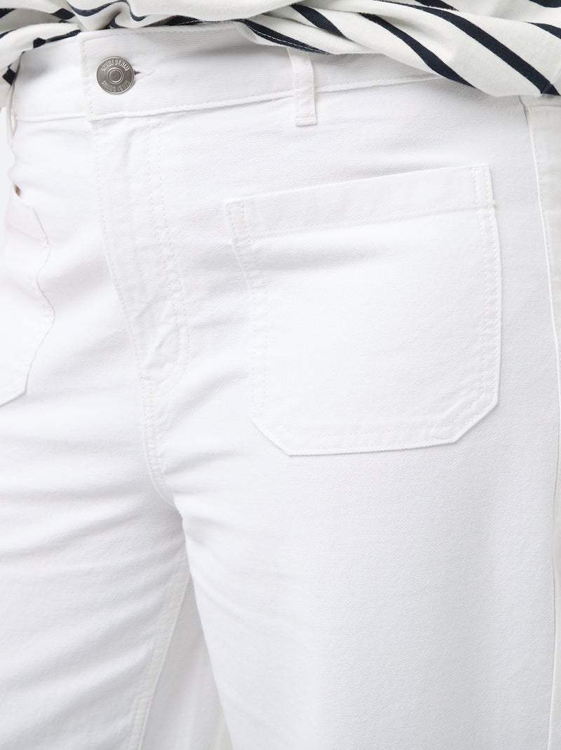 High-Waist Wide-Leg Jeans mit aufgesetzten Taschen vorne und hinten Weiß - Kiabi
