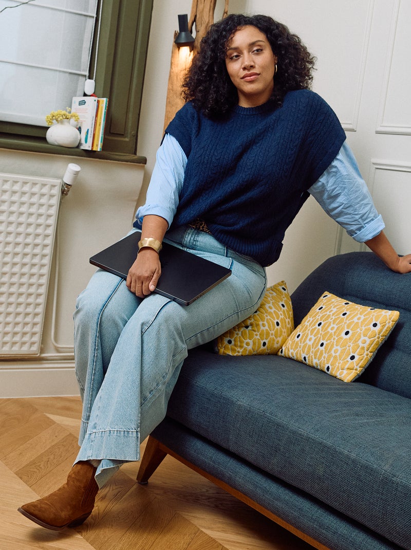 High Waist Wide Leg Jeans mit Bundfalten vorne Dreifachstein - Kiabi
